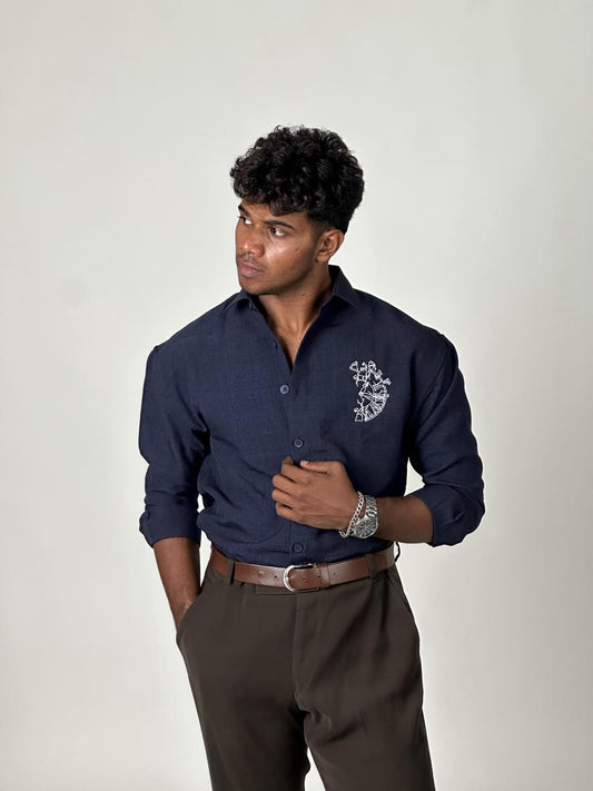 FULL SLEEVE OVERSEIZED SHIRT  WITH EMBROIDERY