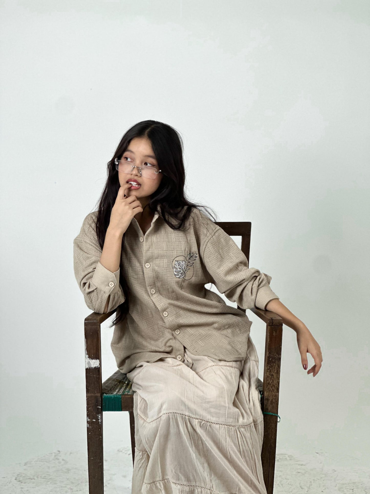 FULL SLEEVE OVERSEIZED SHIRT  WITH EMBROIDERY