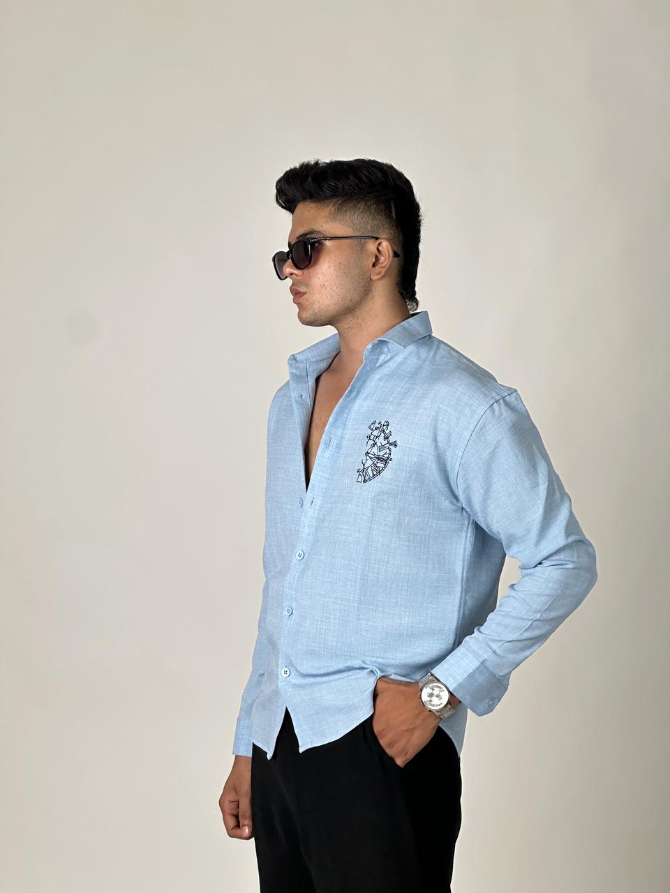 FULL SLEEVE OVERSEIZED SHIRT  WITH EMBROIDERY