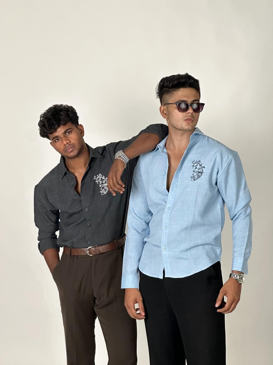 FULL SLEEVE OVERSEIZED SHIRT  WITH EMBROIDERY