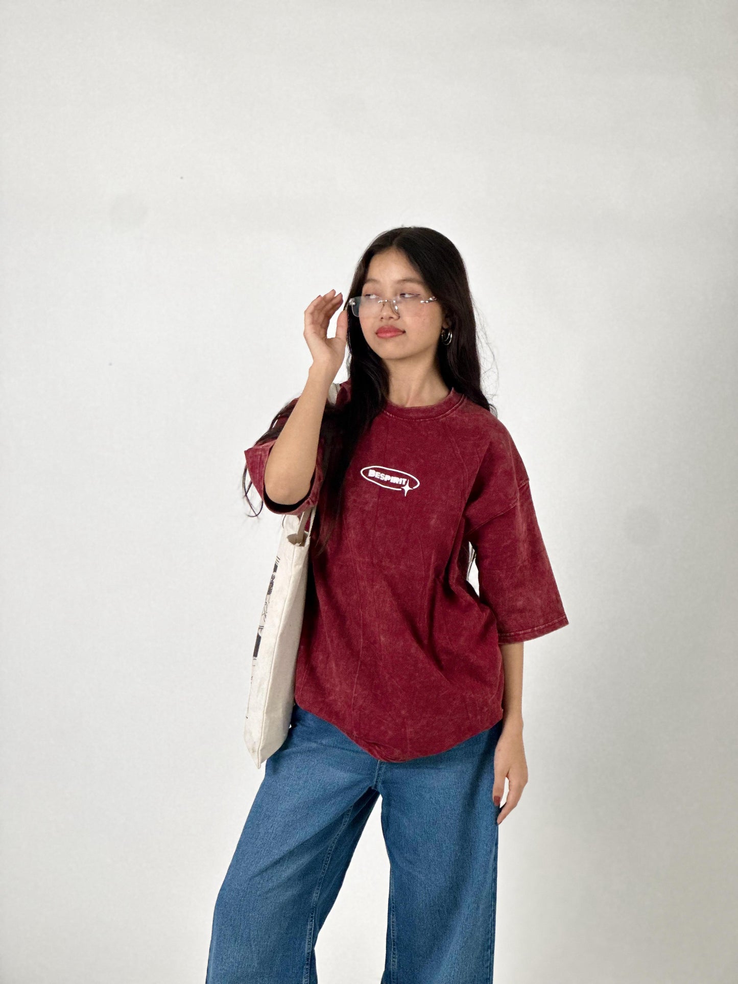 FIVE SLEEVE OVERSEIZED TSHIRT OPTICAL WASH WITH BACK EMBROIDERY
