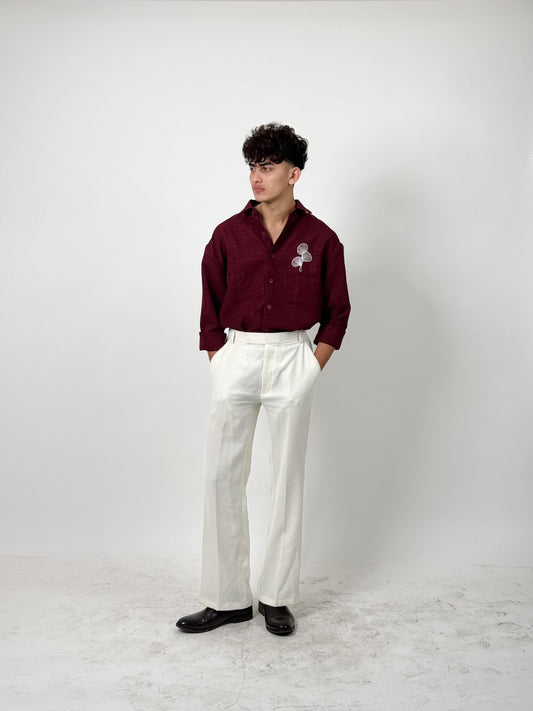Oversiezed linen shirt with heavy embroidery