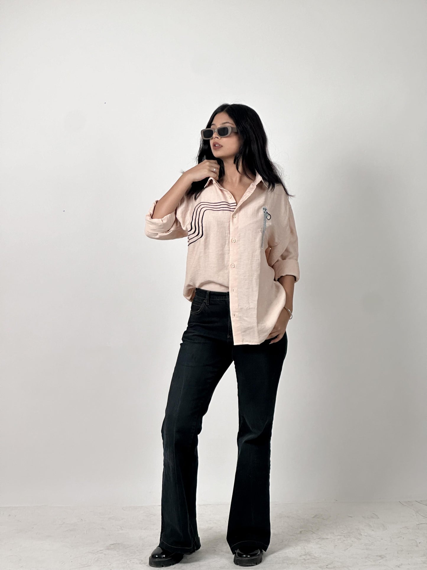 FULL SLEEVE OVERSEIZED SHIRT  WITH EMPROIDERY