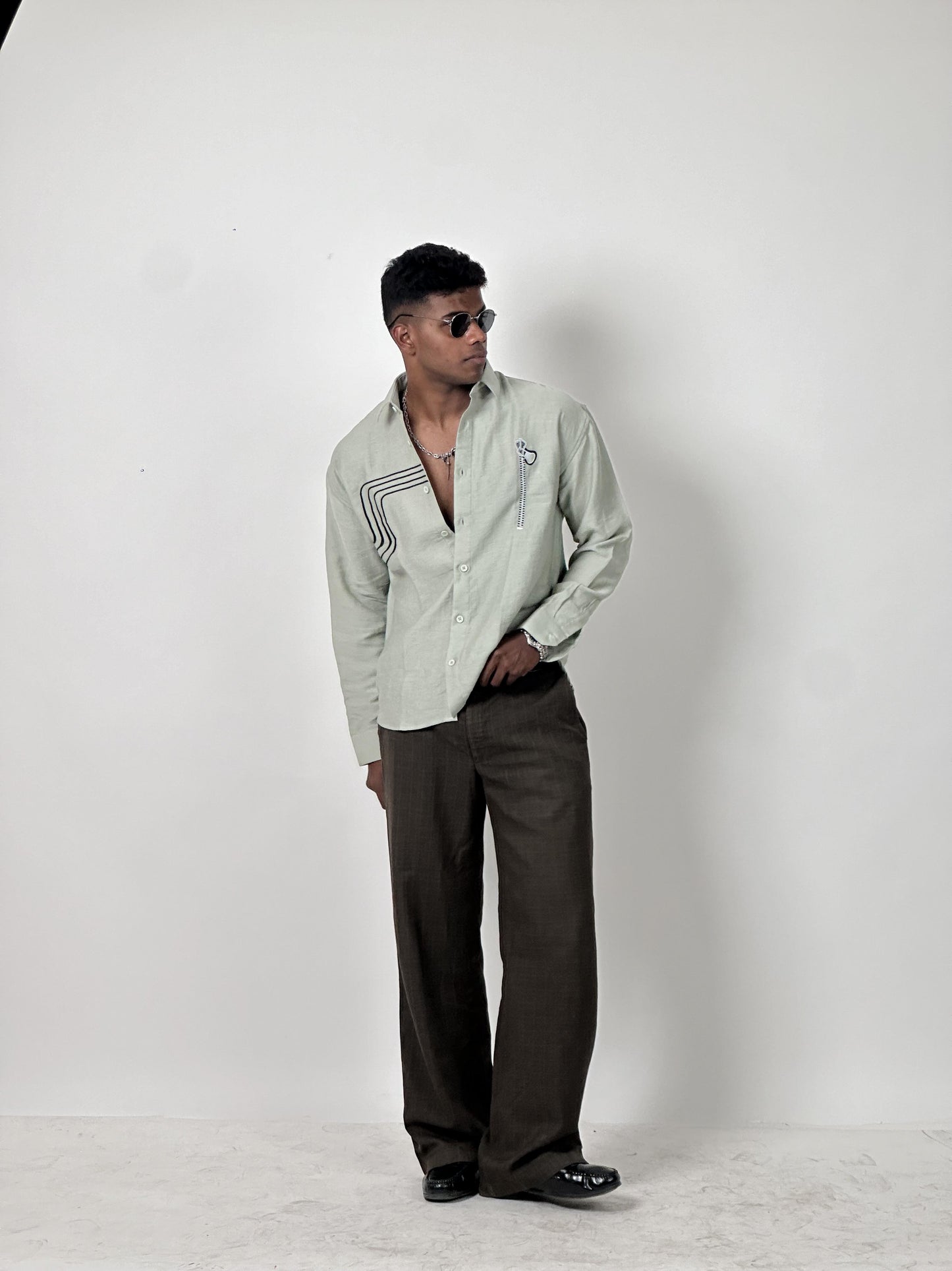 FULL SLEEVE OVERSEIZED SHIRT  WITH EMPROIDERY