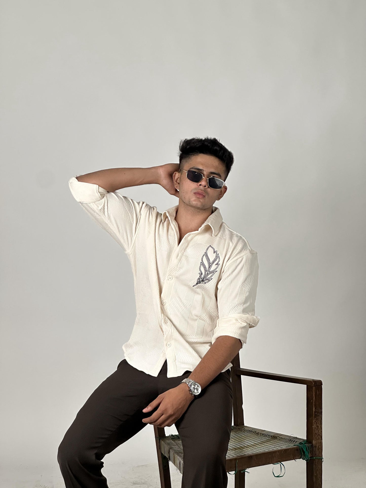 FULL SLEEVE OVERSEIZED SHIRT  WITH EMBROIDERY