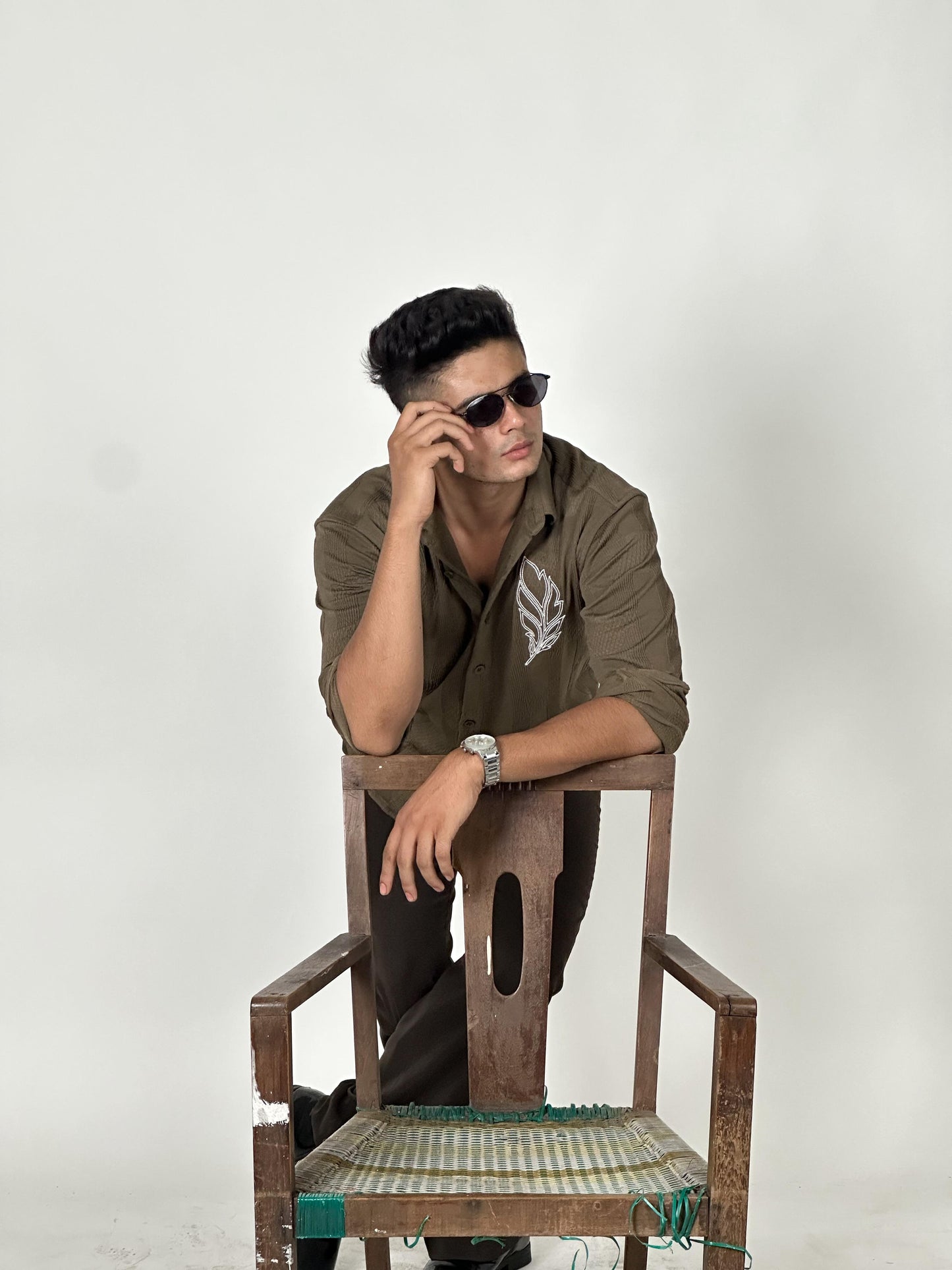 FULL SLEEVE OVERSEIZED SHIRT  WITH EMBROIDERY