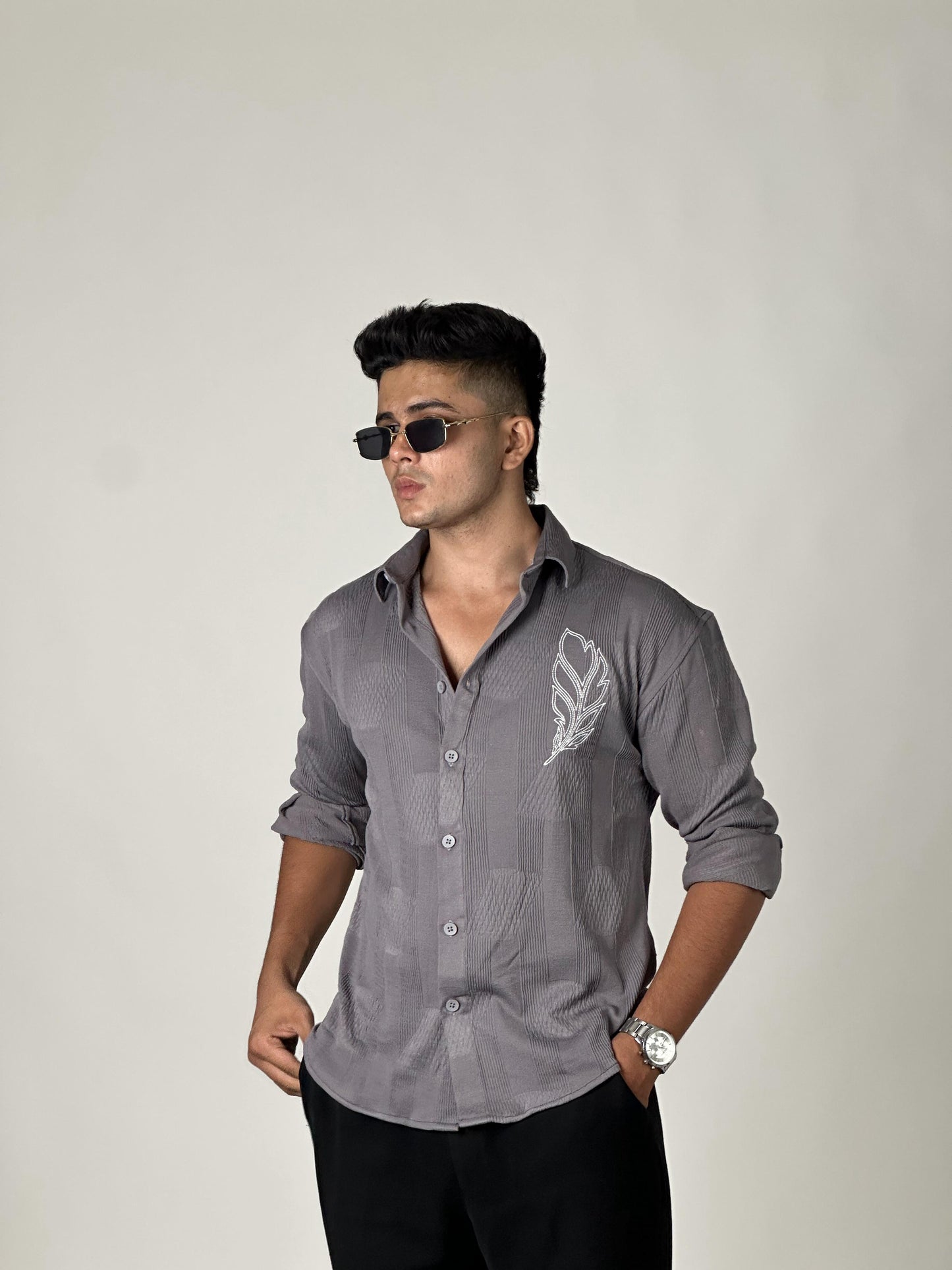 FULL SLEEVE OVERSEIZED SHIRT  WITH EMBROIDERY