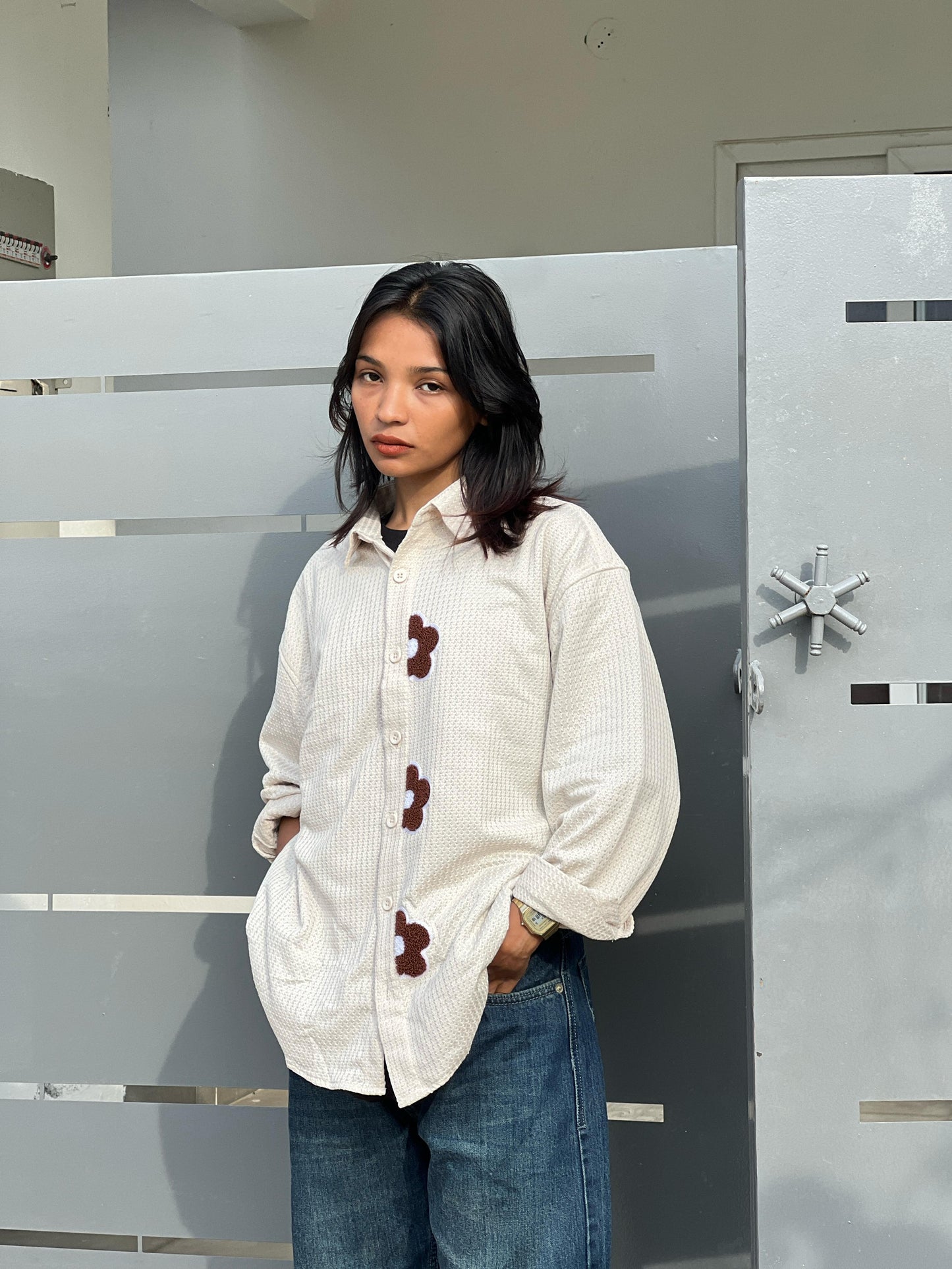 OVERSIZED FULL SLEEVE SHIRT WITH CHELANI WORK