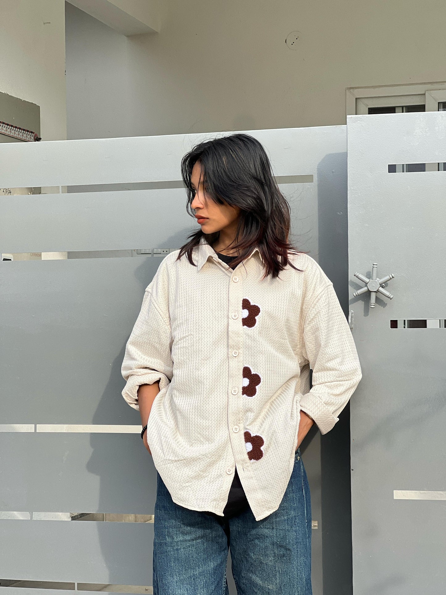 OVERSIZED FULL SLEEVE SHIRT WITH CHELANI WORK