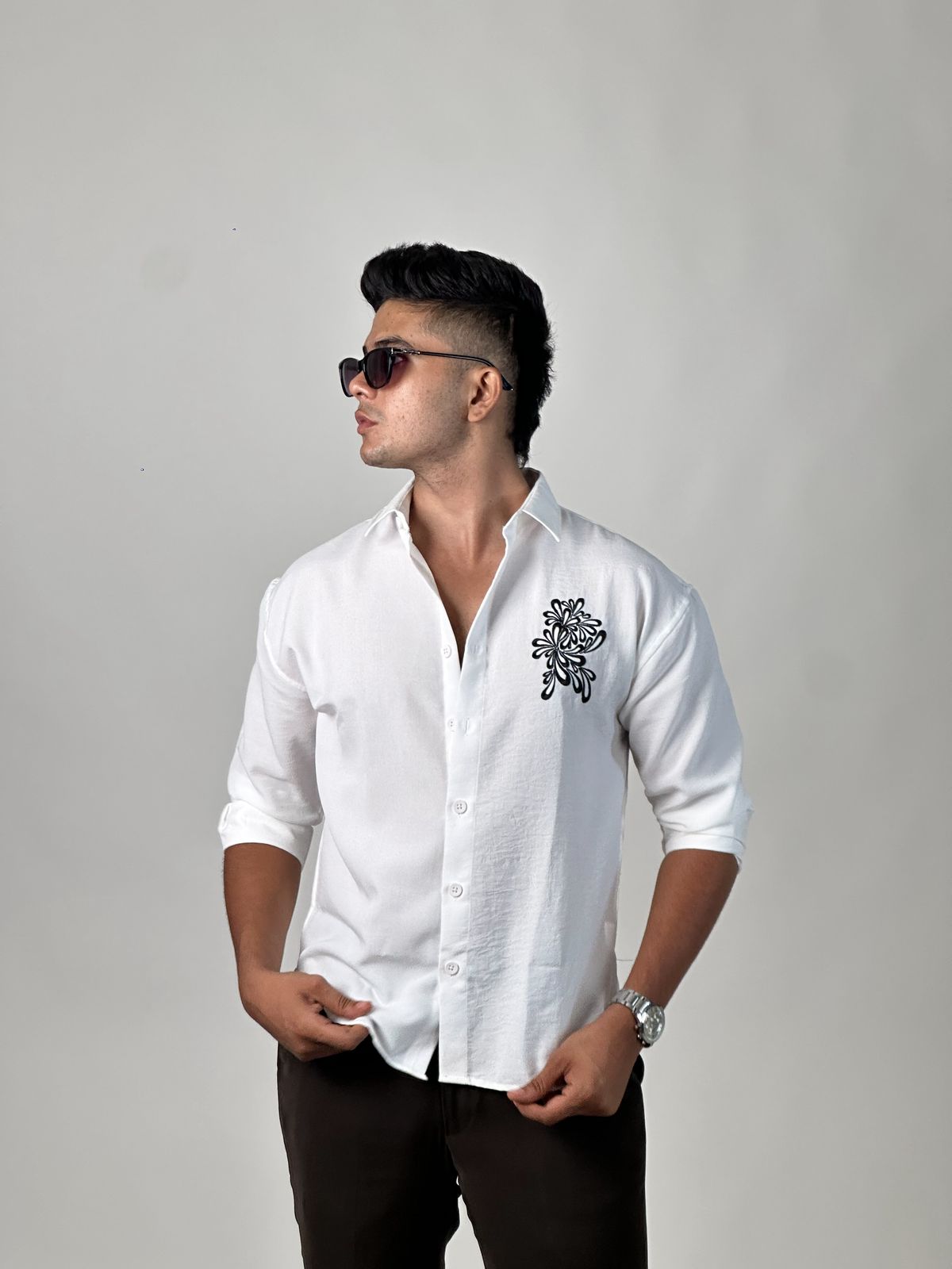 FULL SLEEVE OVERSEIZED SHIRT  WITH EMBROIDERY