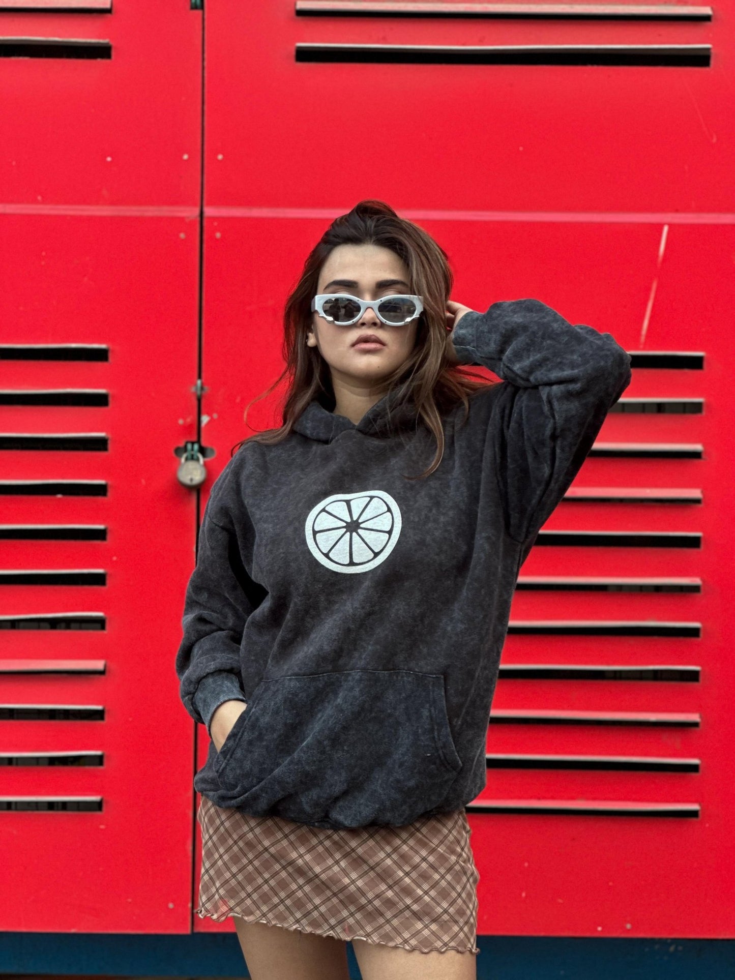 Down Shoulder Hoodies With Puff Print - My Store