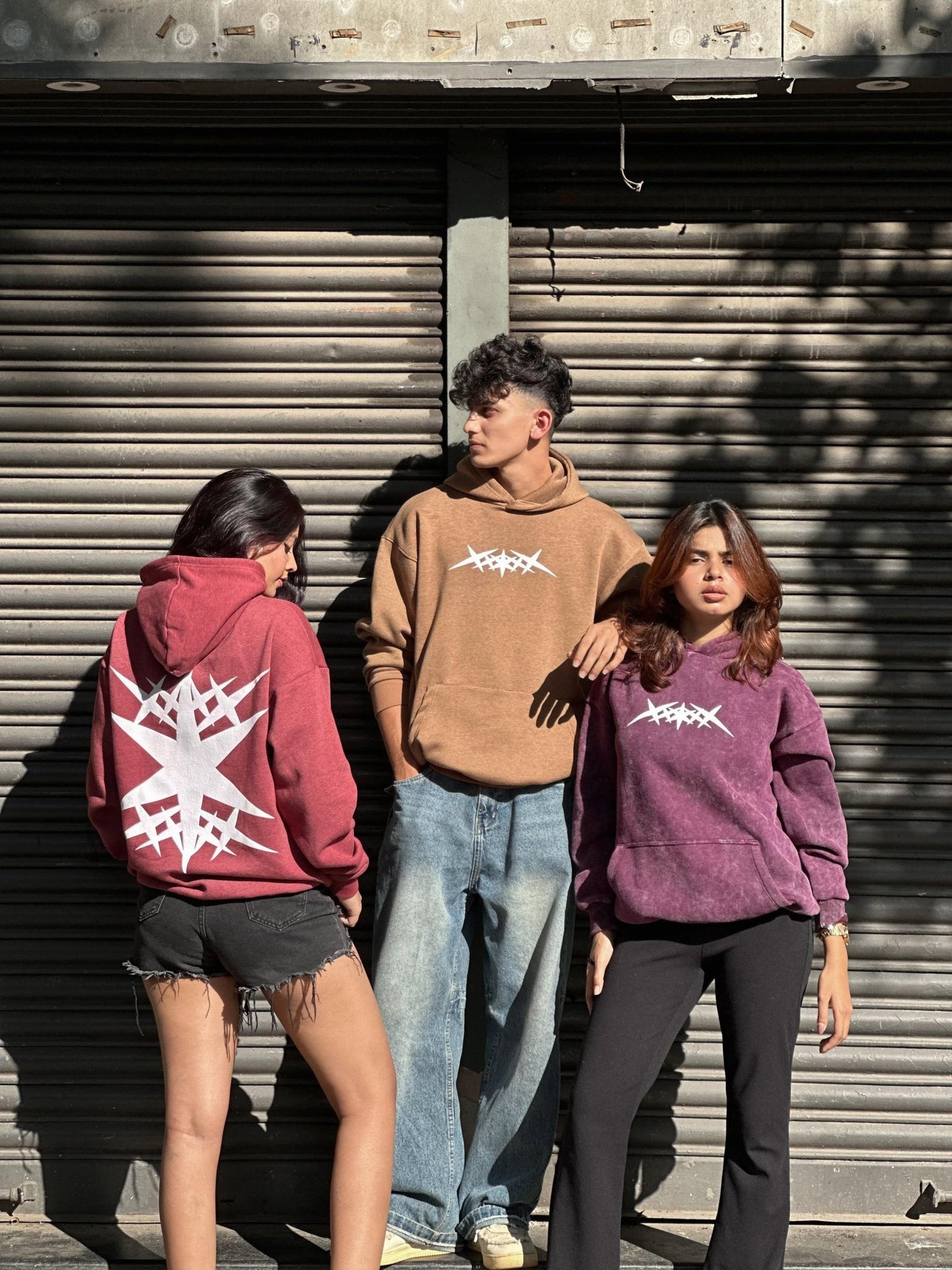 Down Shoulder Hoodies With Puff Print - My Store