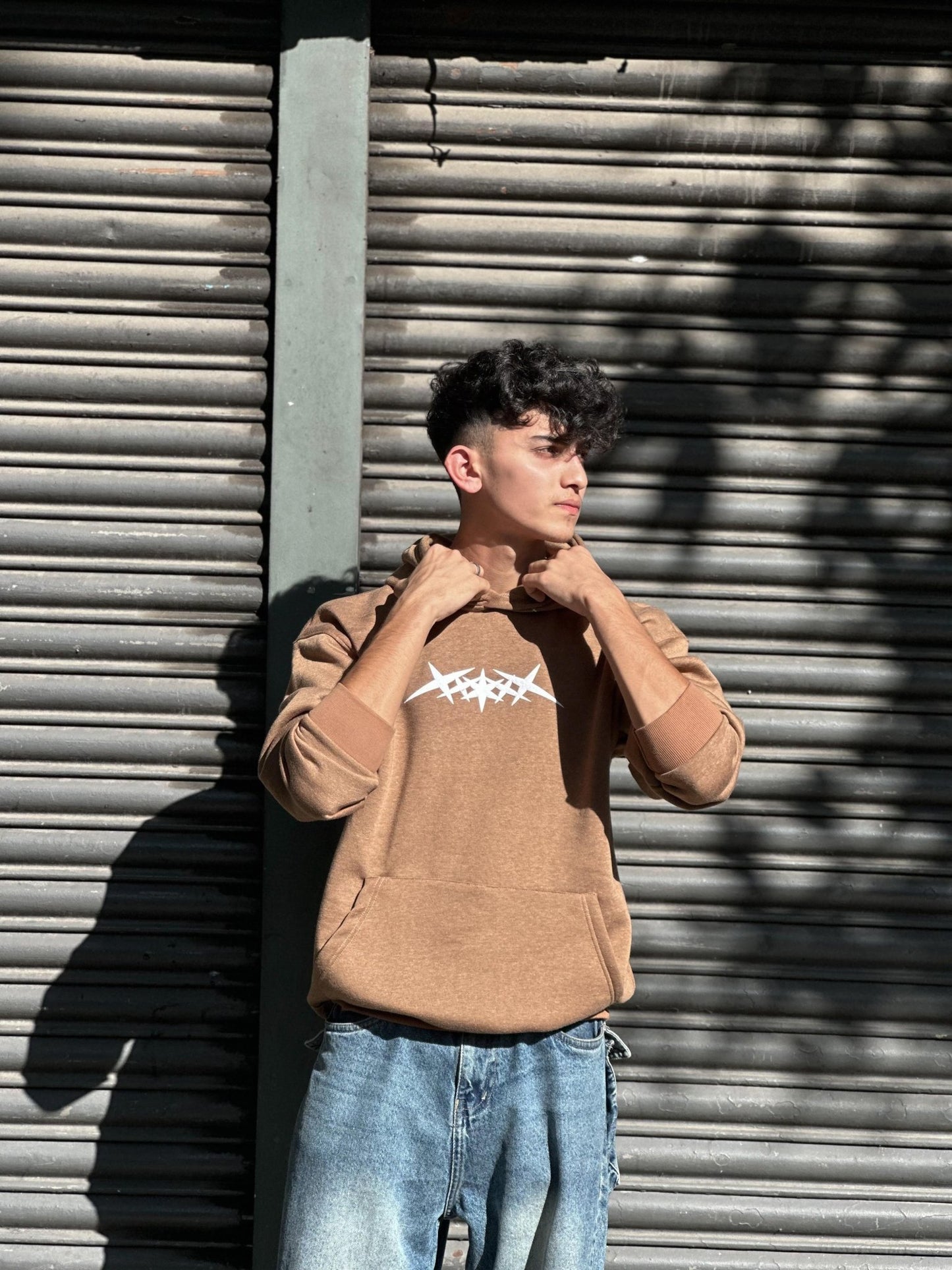 Down Shoulder Hoodies With Puff Print - My Store