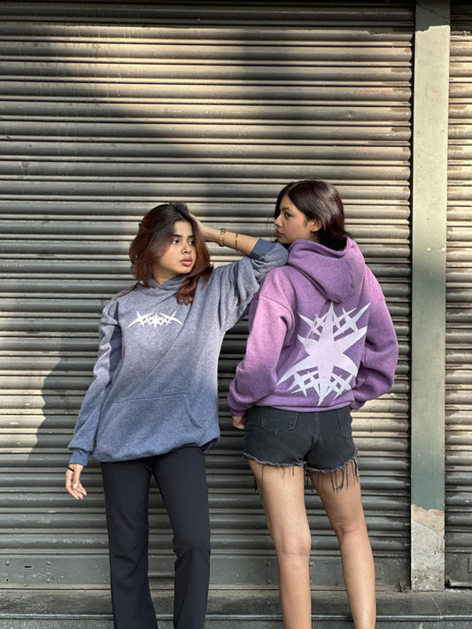 Down Shoulder Hoodies With Puff Print - My Store