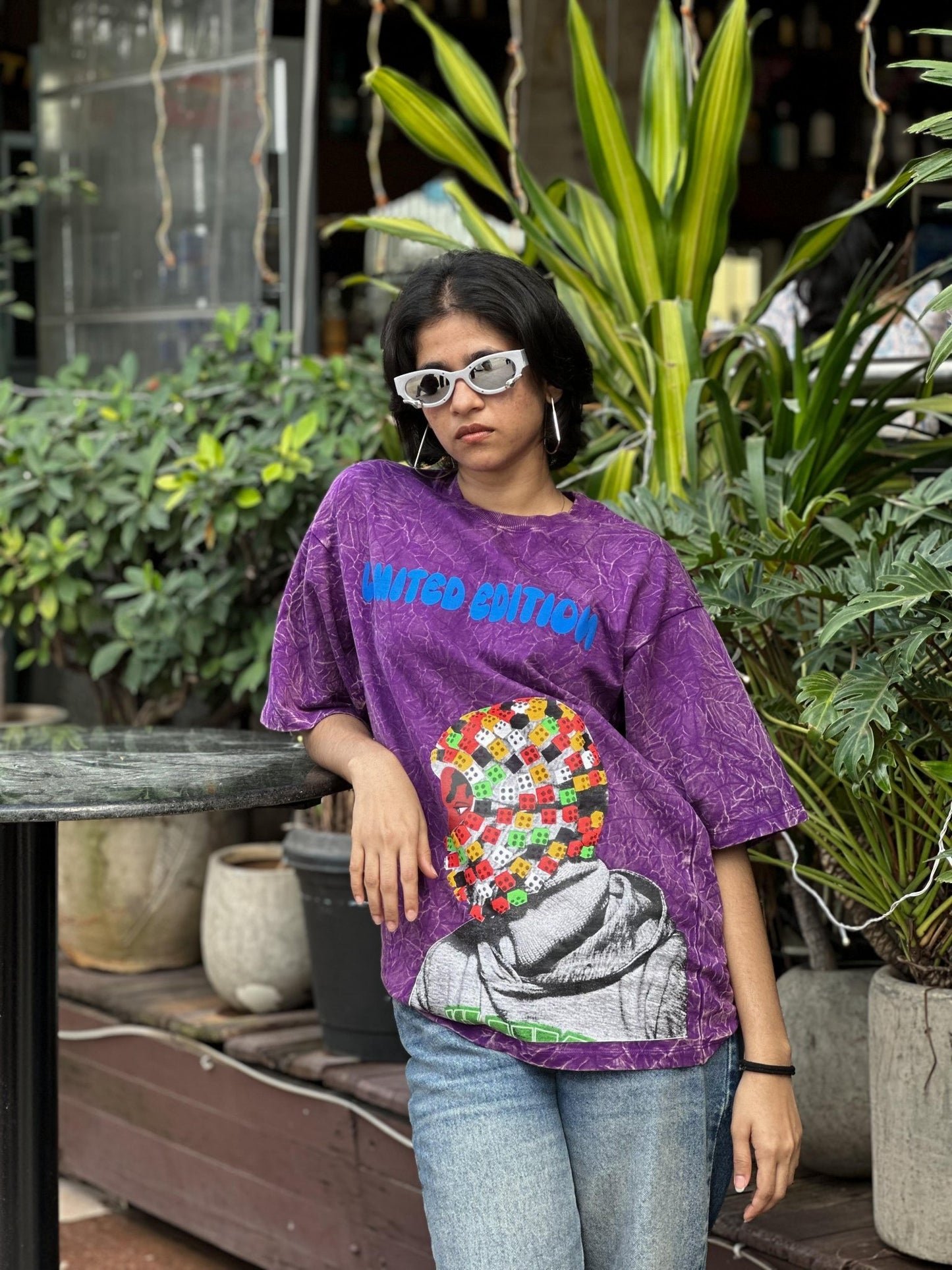 Five Sleeve Marble Wash with Print - My Store