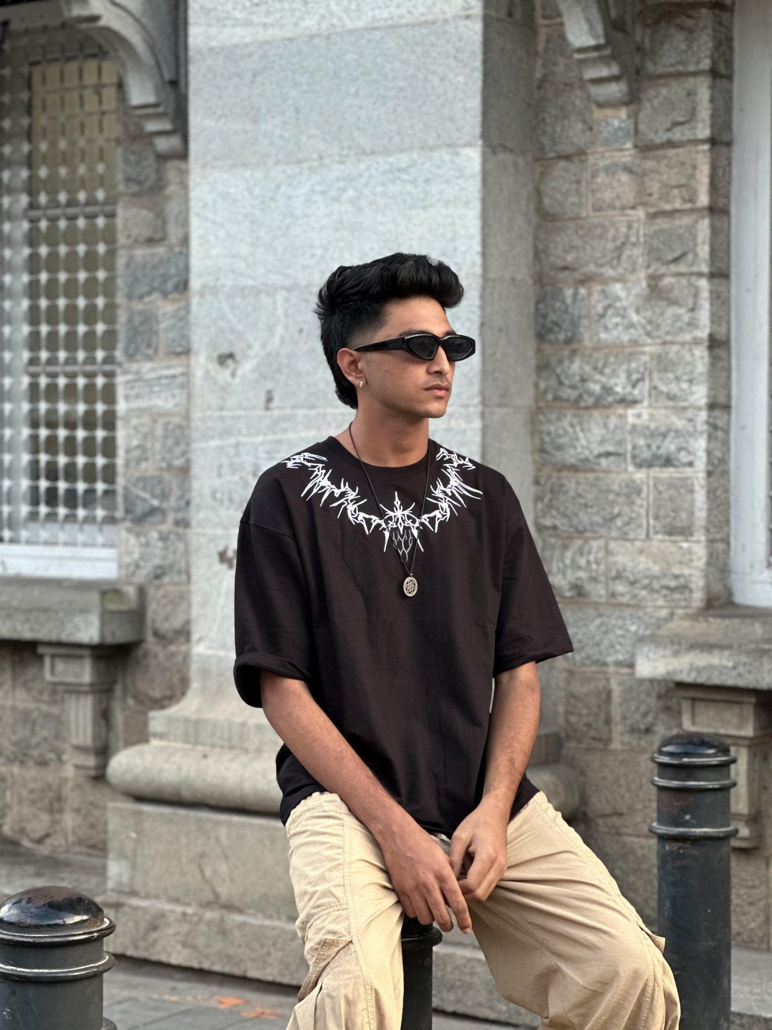 Five Sleeve T Shirt with Emproidery & Puff Print - My Store