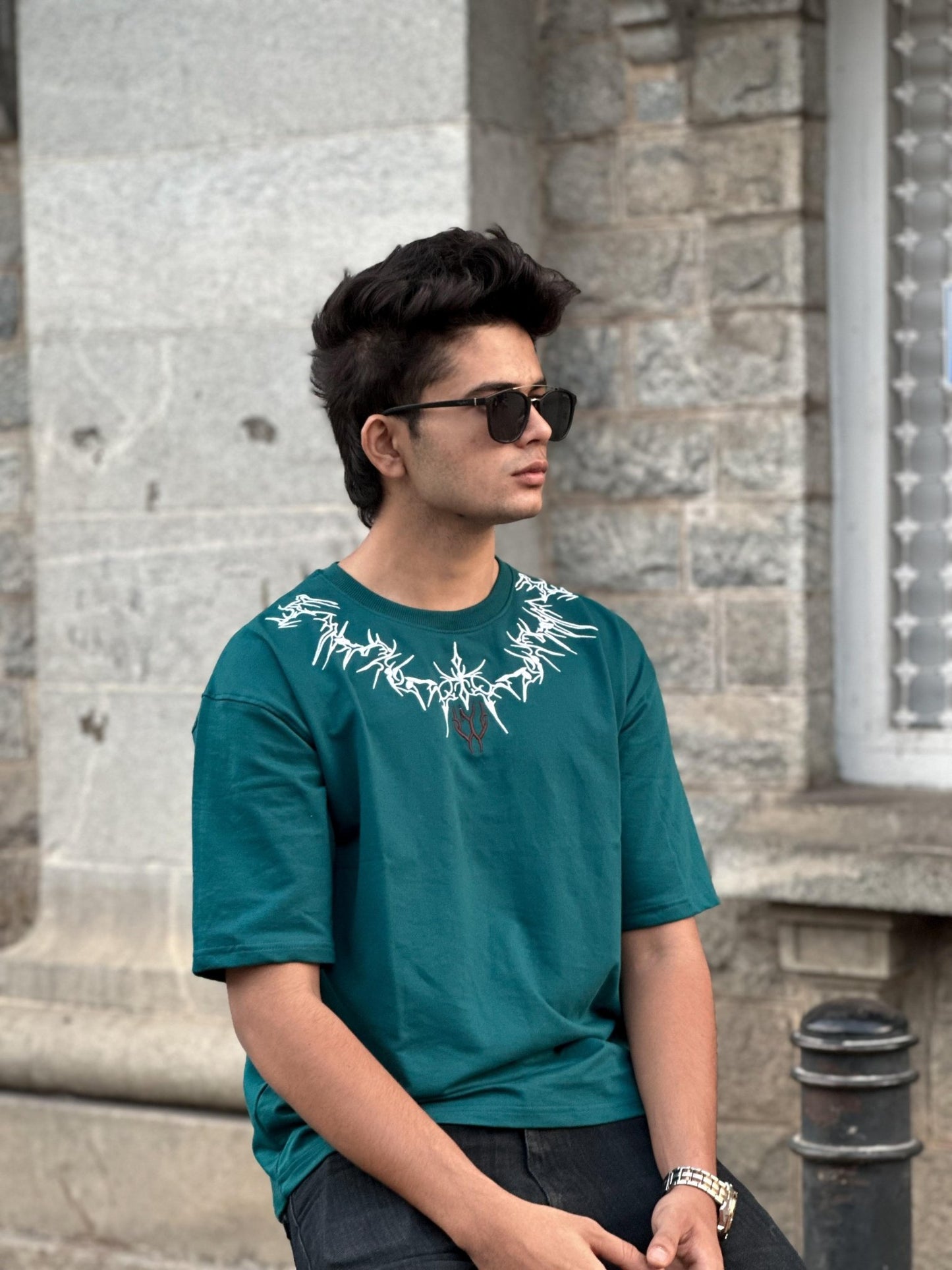 Five Sleeve T Shirt with Emproidery & Puff Print - My Store