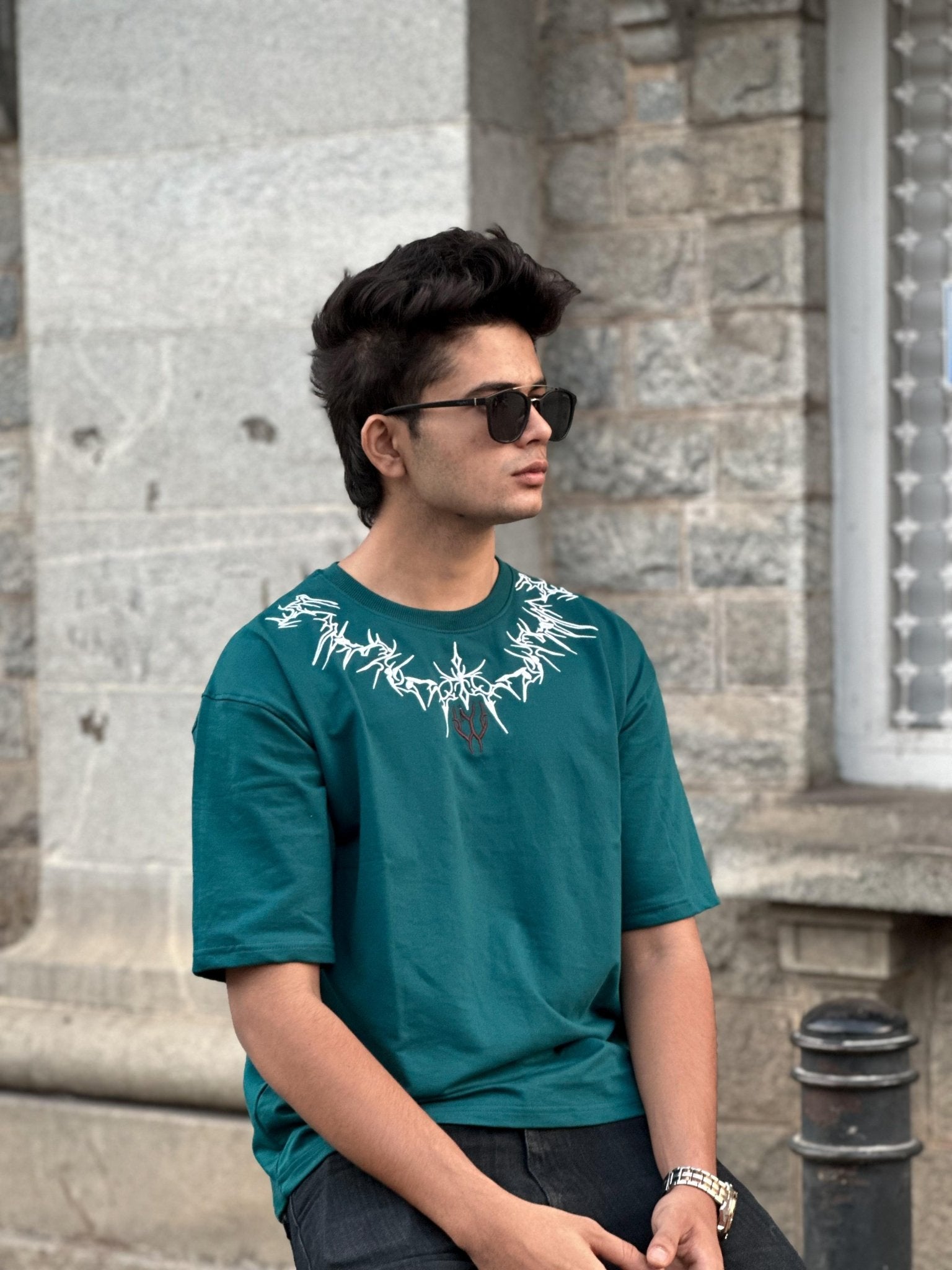 Five Sleeve T Shirt with Emproidery & Puff Print - My Store
