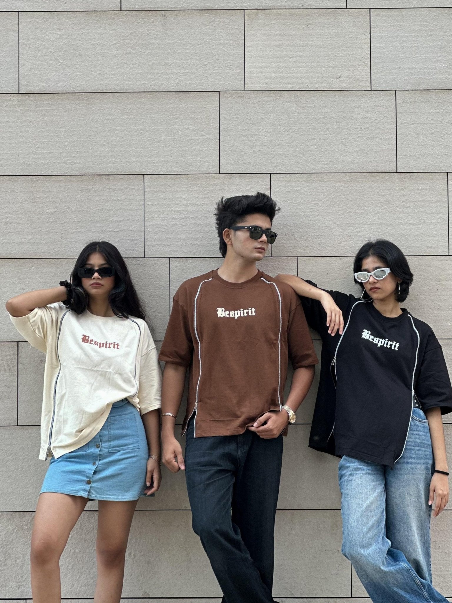 Five Sleeve T Shirt with Zipper & Puff Print - My Store