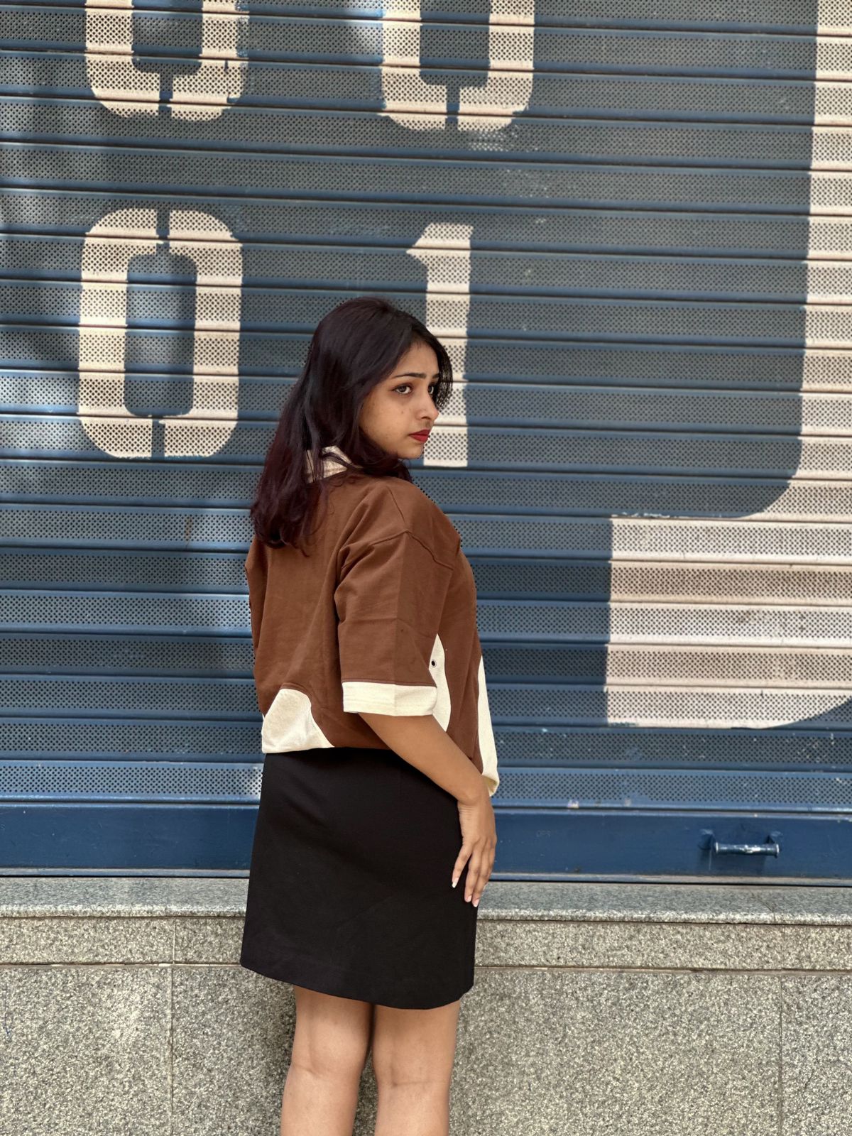 Fivesleeve oversized t-shirt with collar neck - My Store