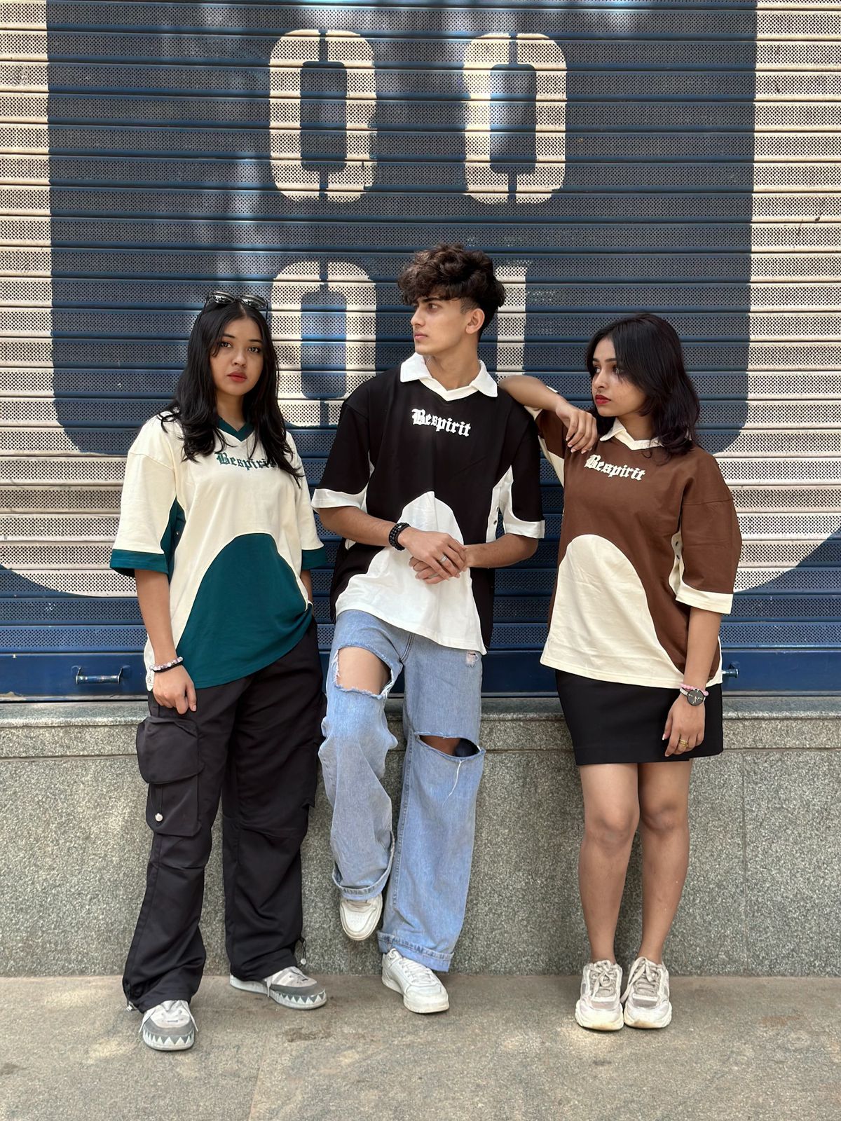 Fivesleeve oversized t-shirt with collar neck - My Store