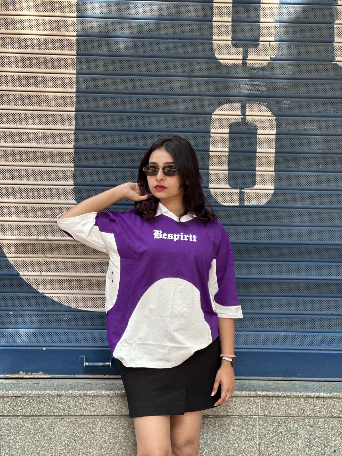 Fivesleeve oversized t-shirt with collar neck - My Store