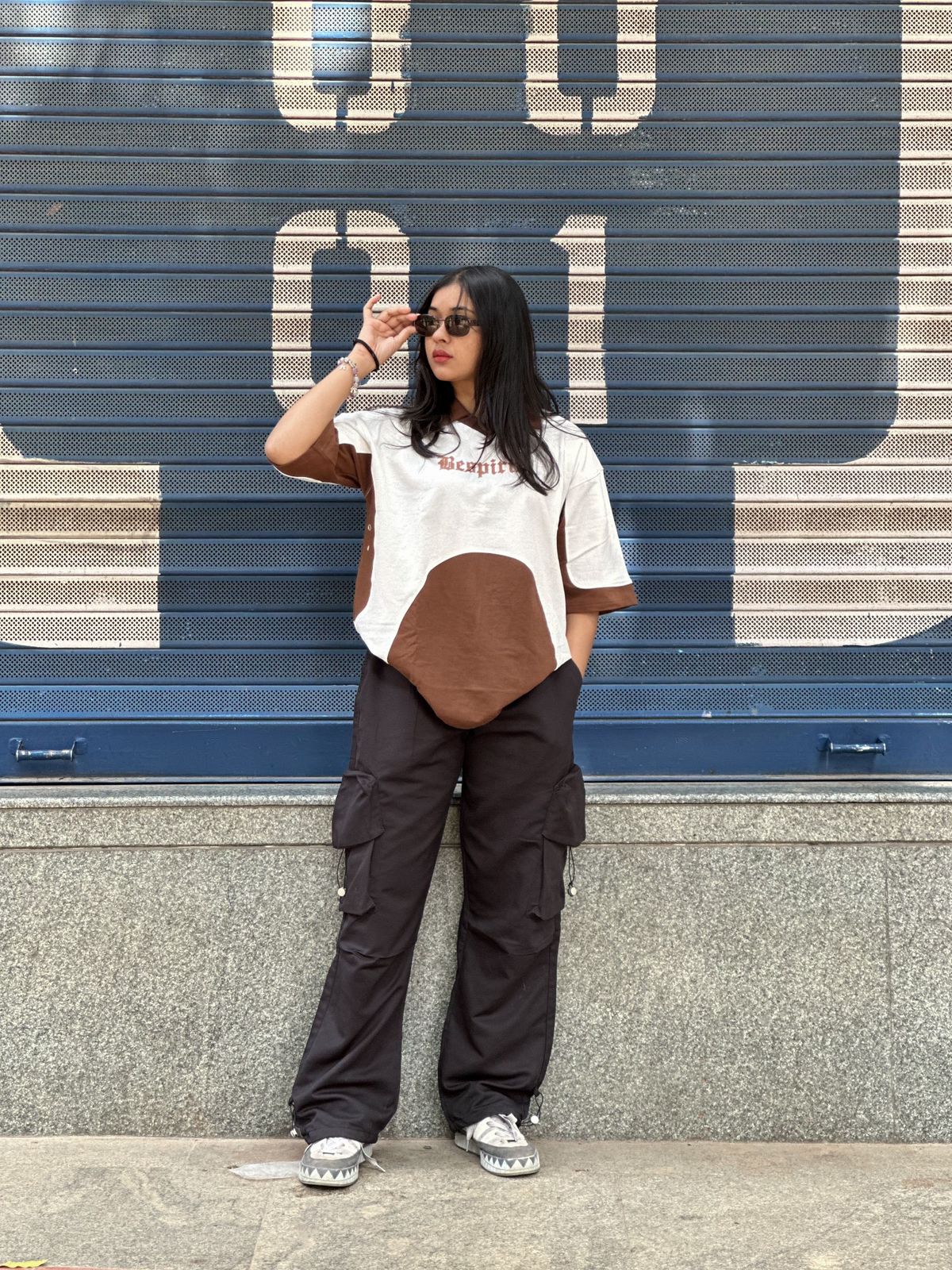 Fivesleeve oversized t-shirt with collar neck - My Store