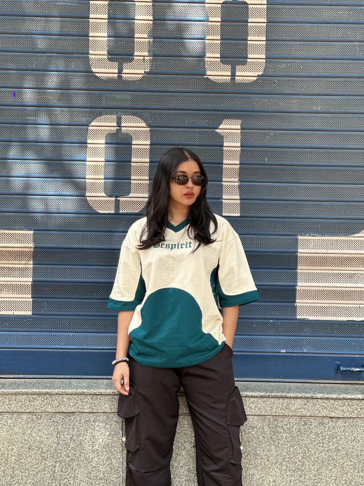 Fivesleeve oversized t-shirt with collar neck - My Store