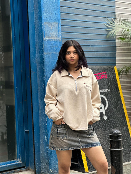 Full Sleeve Down Shoulder Tshirt With Emproidery Work - My Store