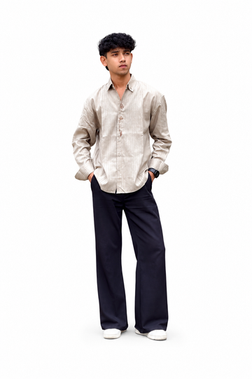 FULL SLEEVE LIGHT GRAY OVERSIZED SHIRT