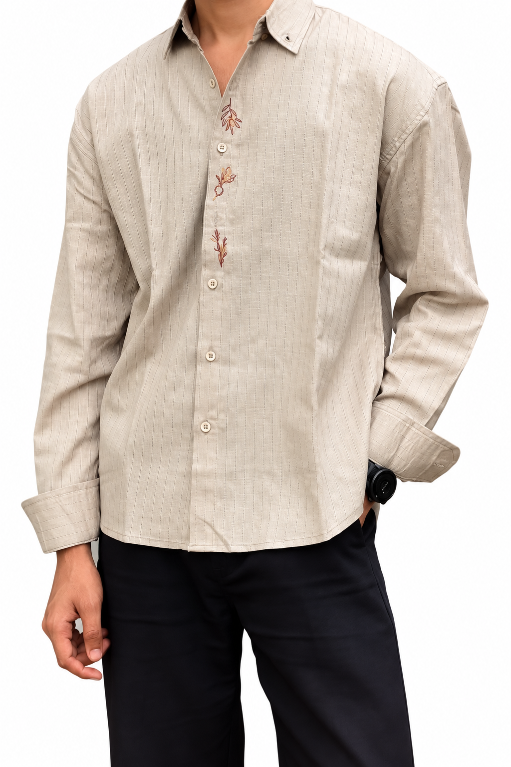FULL SLEEVE LIGHT GRAY OVERSIZED SHIRT