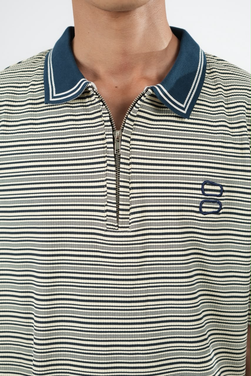 IMP DARK BLUE COLLAR STRIPES OVERSIZED T-SHIRT