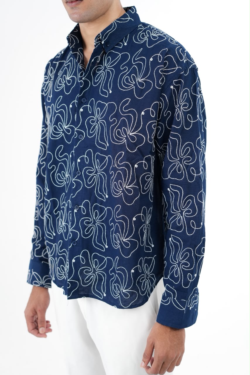 IMP  NAVY BLUE EMBROIDERY SHIRT