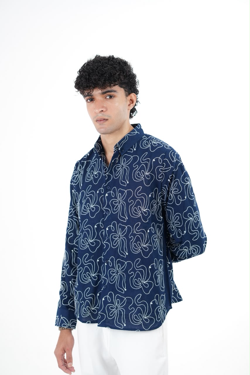 IMP  NAVY BLUE EMBROIDERY SHIRT