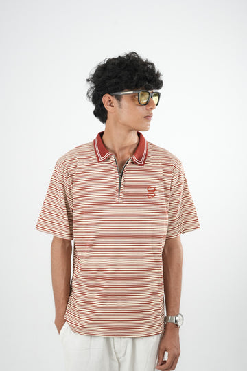 IMP SAFFRON COLLAR STRIPES OVERSIZED T-SHIRT