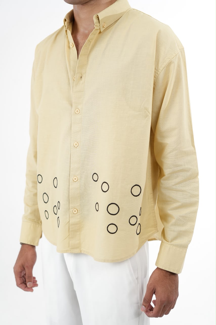 LINEN CREAM EMBROIDERY SHIRT