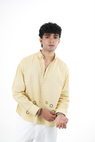 LINEN CREAM EMBROIDERY SHIRT