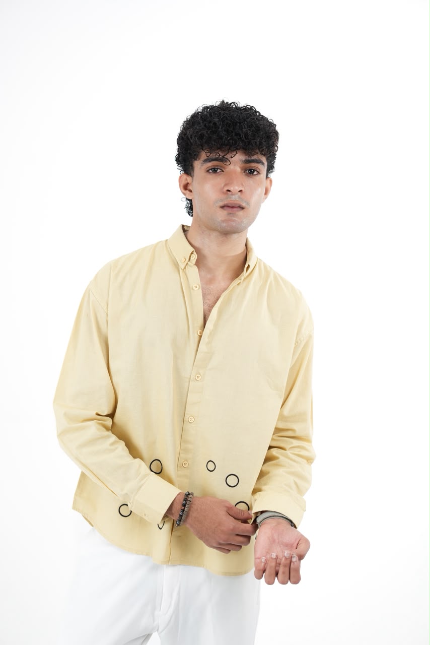 LINEN CREAM EMBROIDERY SHIRT