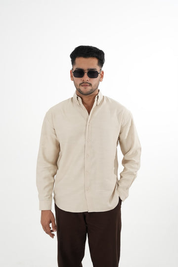 LINEN SLUB CREAM DROP SHOULDER SHIRT