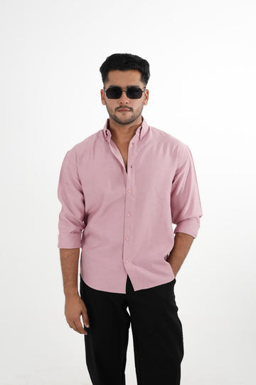 LINEN SLUB DUSTY PINK DROP SHOULDER SHIRT