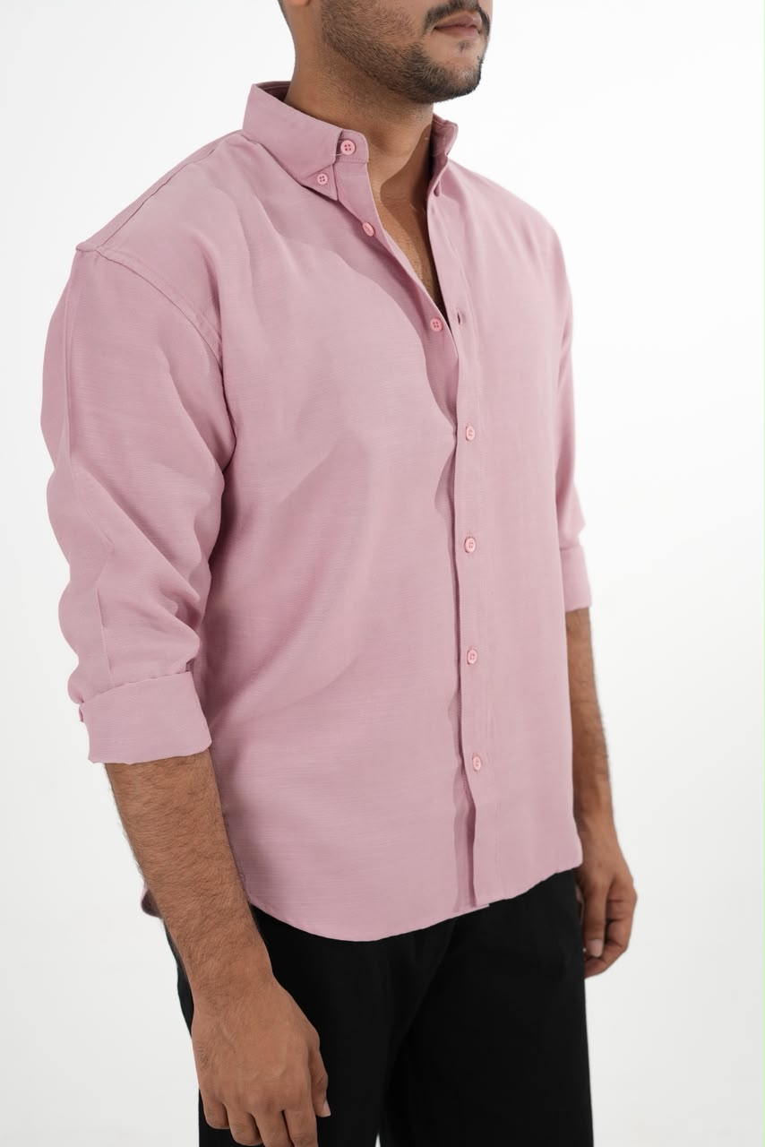 LINEN SLUB DUSTY PINK DROP SHOULDER SHIRT