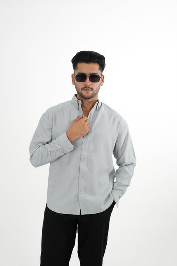 LINEN SLUB LIGHT GREY DROP SHOULDER SHIRT