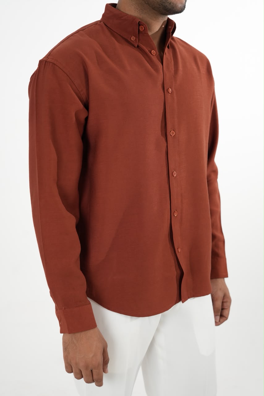 LINEN SLUB ORANGE DROP SHOULDER SHIRT