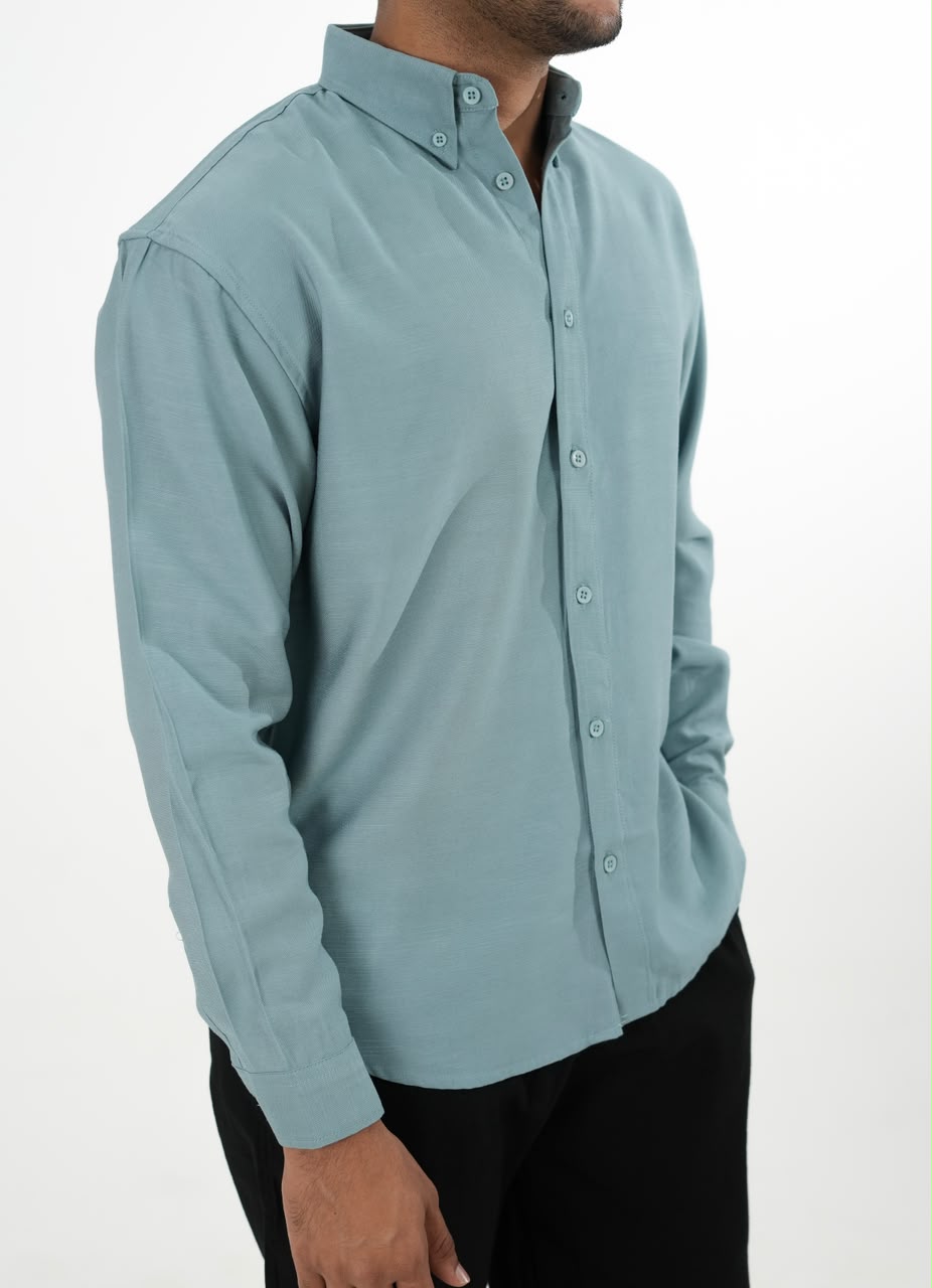 LINEN SLUB SKY BLUE DROP SHOULDER SHIRT