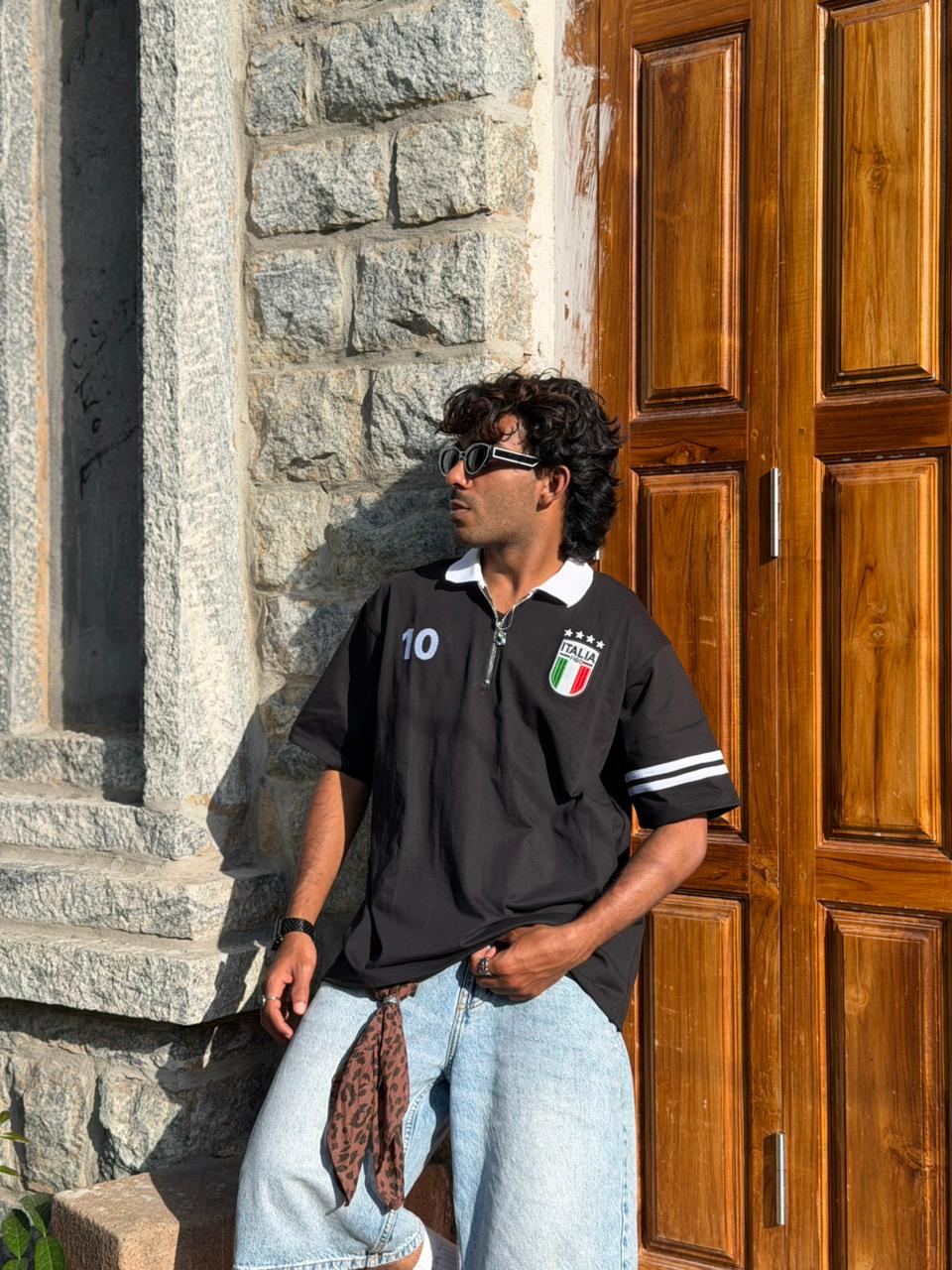 NATIONAL TEAM FIVE SLEEVE COLLAR TSHIRT WITH EMBROIDERY