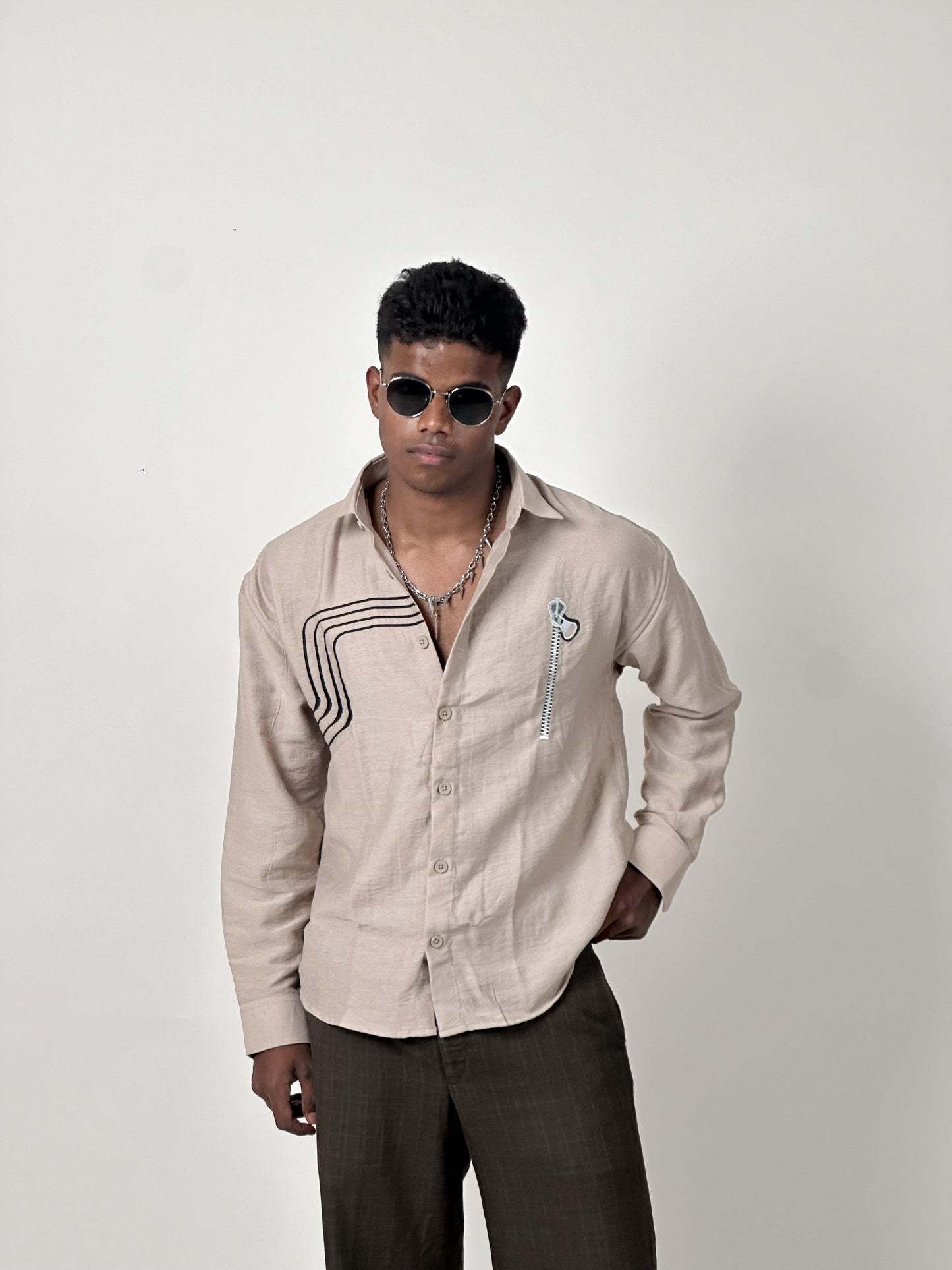 FULL SLEEVE OVERSEIZED SHIRT  WITH EMPROIDERY