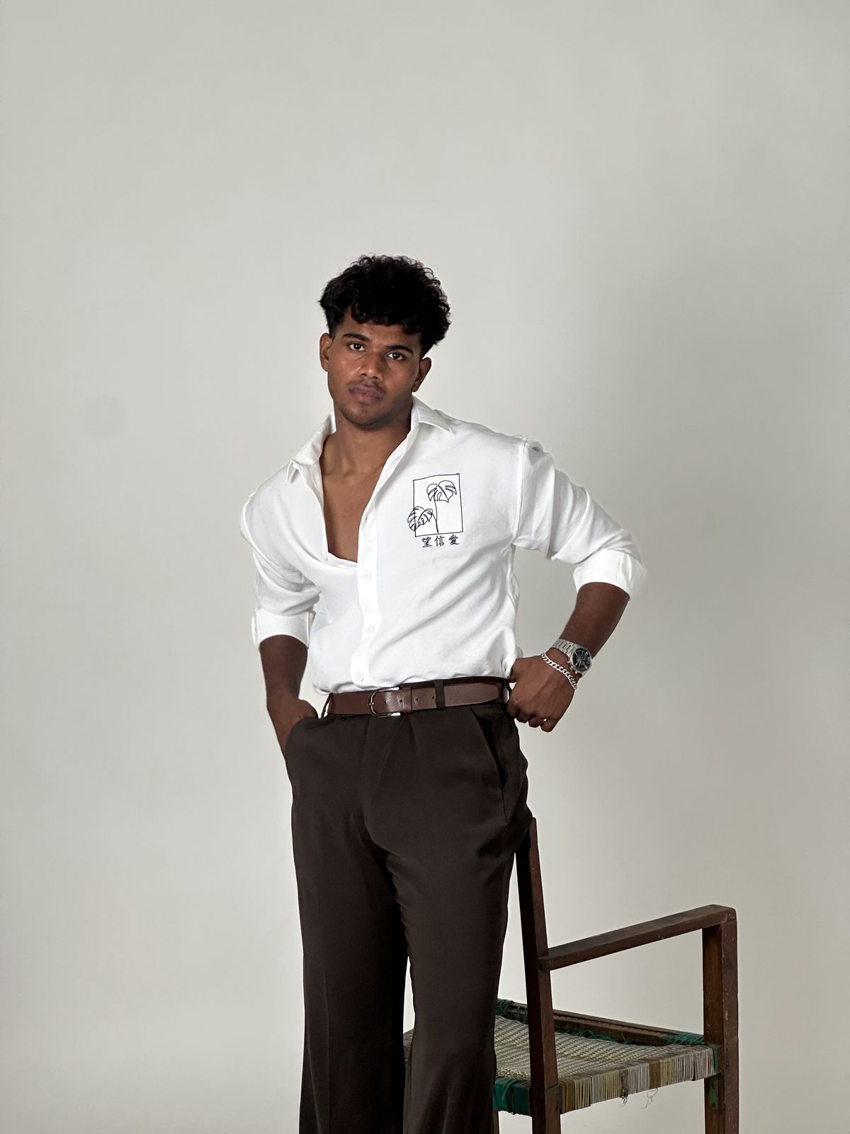 FULL SLEEVE OVERSEIZED SHIRT  WITH EMBROIDERY
