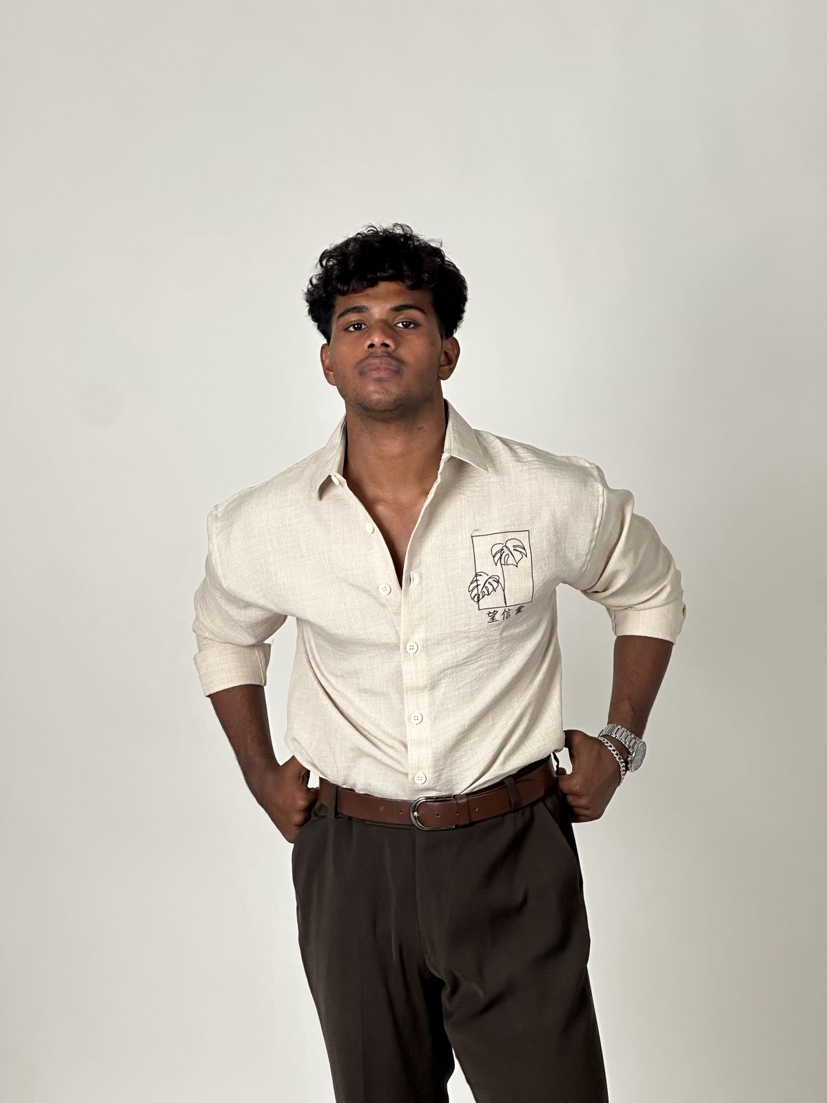 FULL SLEEVE OVERSEIZED SHIRT  WITH EMBROIDERY