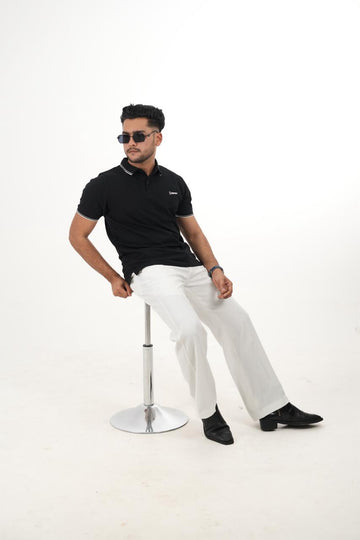 Bespirit Classic Black Polo Tshirt With embroidery