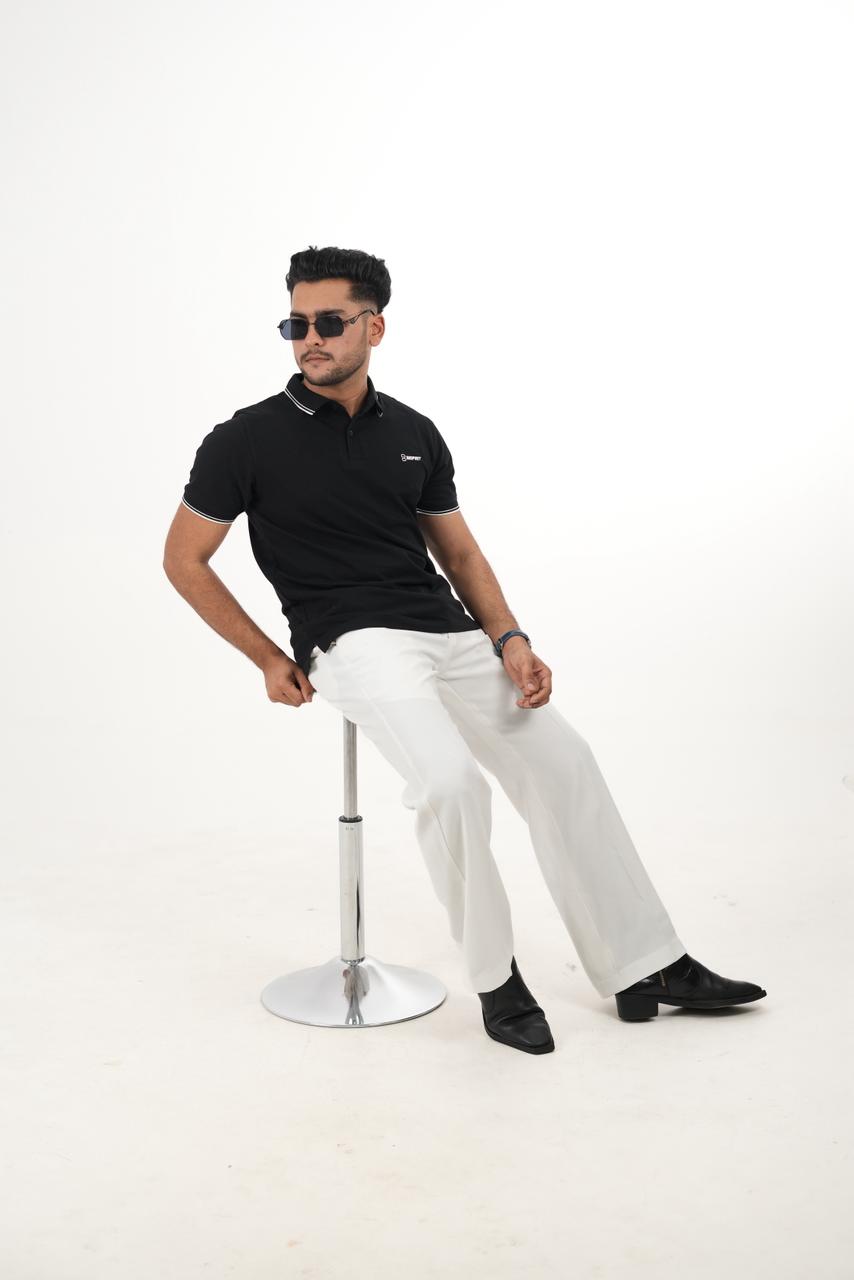 Bespirit Classic Black Polo Tshirt With embroidery